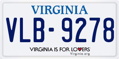 VA license plate VLB9278