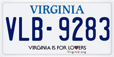 VA license plate VLB9283
