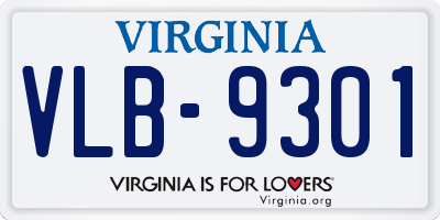 VA license plate VLB9301
