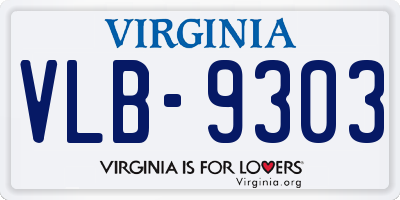 VA license plate VLB9303