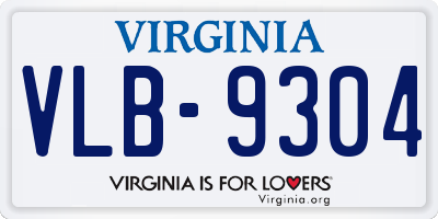VA license plate VLB9304