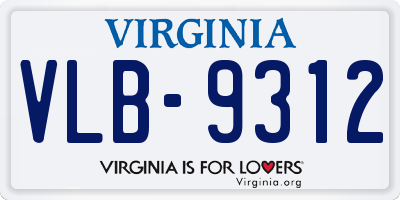 VA license plate VLB9312