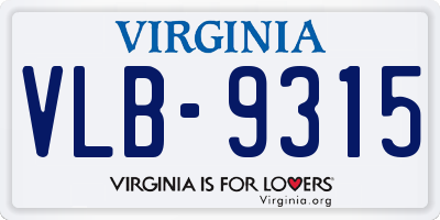 VA license plate VLB9315