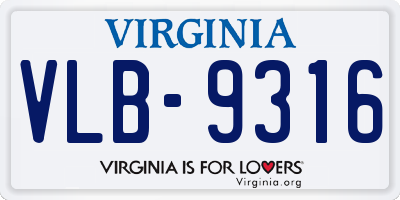 VA license plate VLB9316