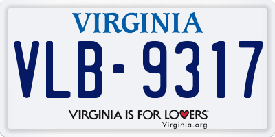 VA license plate VLB9317