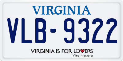VA license plate VLB9322