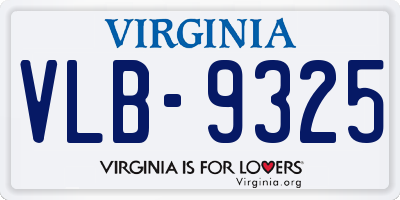 VA license plate VLB9325