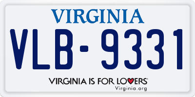 VA license plate VLB9331