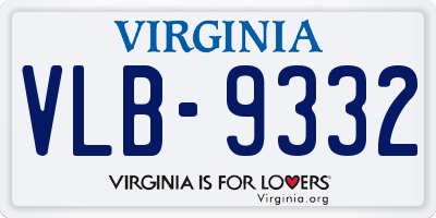 VA license plate VLB9332