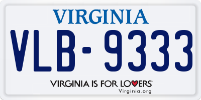 VA license plate VLB9333