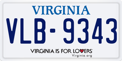 VA license plate VLB9343