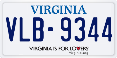 VA license plate VLB9344