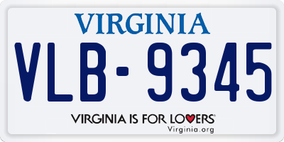 VA license plate VLB9345