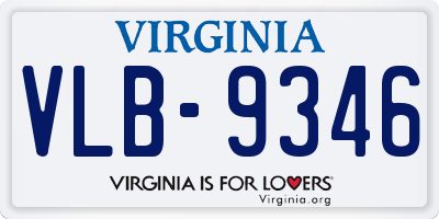 VA license plate VLB9346