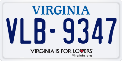 VA license plate VLB9347