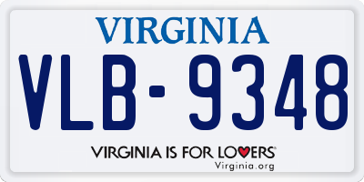 VA license plate VLB9348