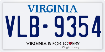 VA license plate VLB9354