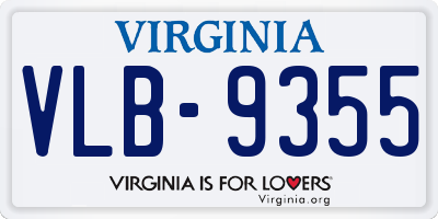 VA license plate VLB9355