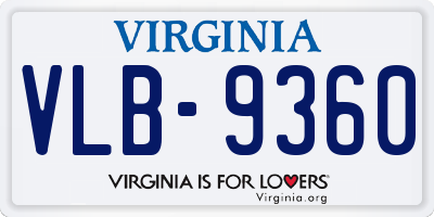 VA license plate VLB9360