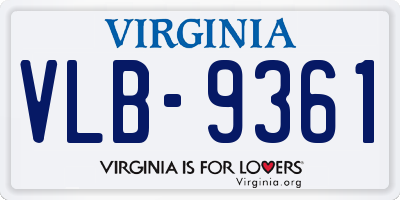 VA license plate VLB9361