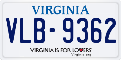 VA license plate VLB9362