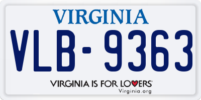 VA license plate VLB9363