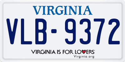 VA license plate VLB9372