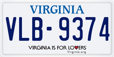 VA license plate VLB9374