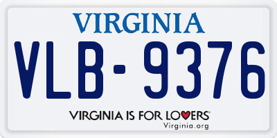 VA license plate VLB9376