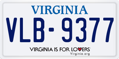 VA license plate VLB9377