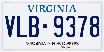 VA license plate VLB9378