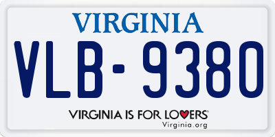 VA license plate VLB9380