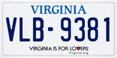VA license plate VLB9381