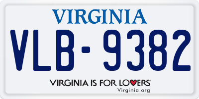 VA license plate VLB9382