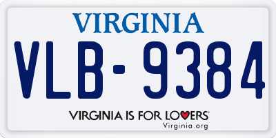 VA license plate VLB9384