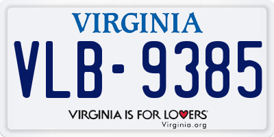 VA license plate VLB9385