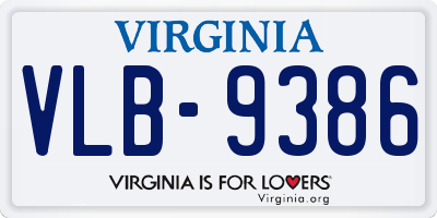 VA license plate VLB9386