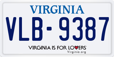 VA license plate VLB9387
