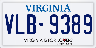 VA license plate VLB9389