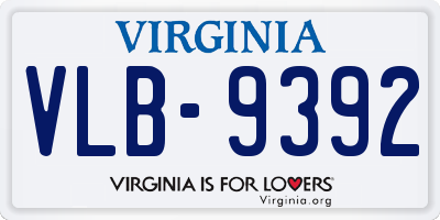 VA license plate VLB9392