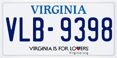 VA license plate VLB9398