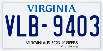 VA license plate VLB9403