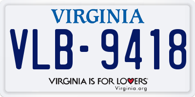 VA license plate VLB9418