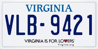 VA license plate VLB9421