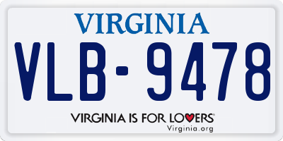 VA license plate VLB9478