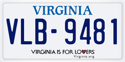 VA license plate VLB9481