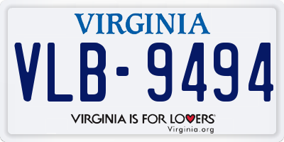 VA license plate VLB9494