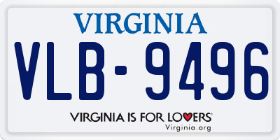 VA license plate VLB9496