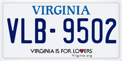 VA license plate VLB9502