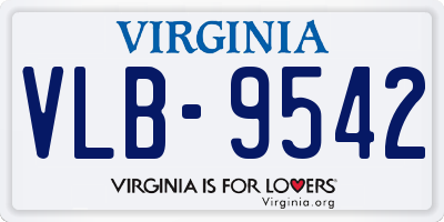 VA license plate VLB9542